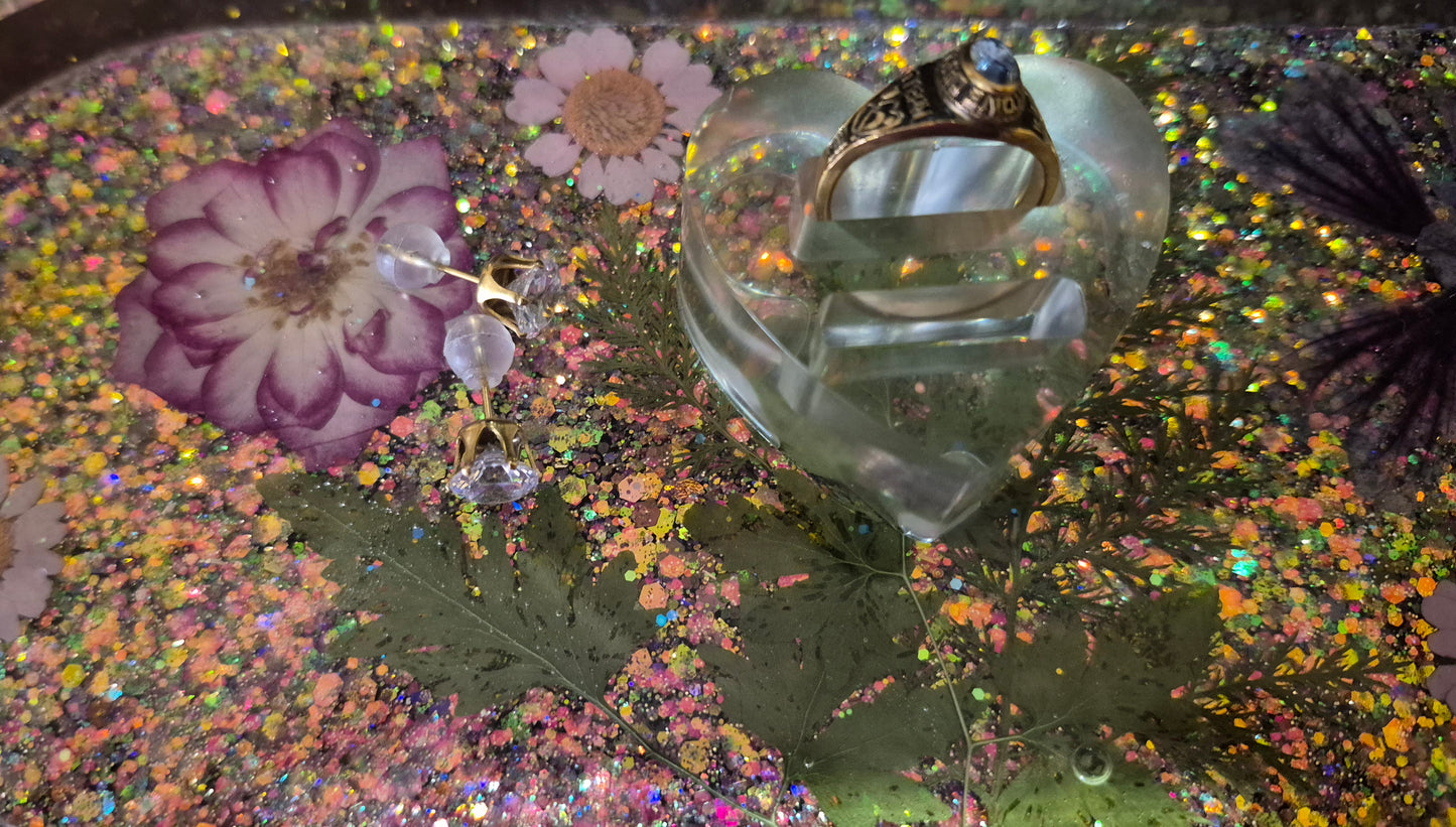 Purple Floral Jewelry Tray