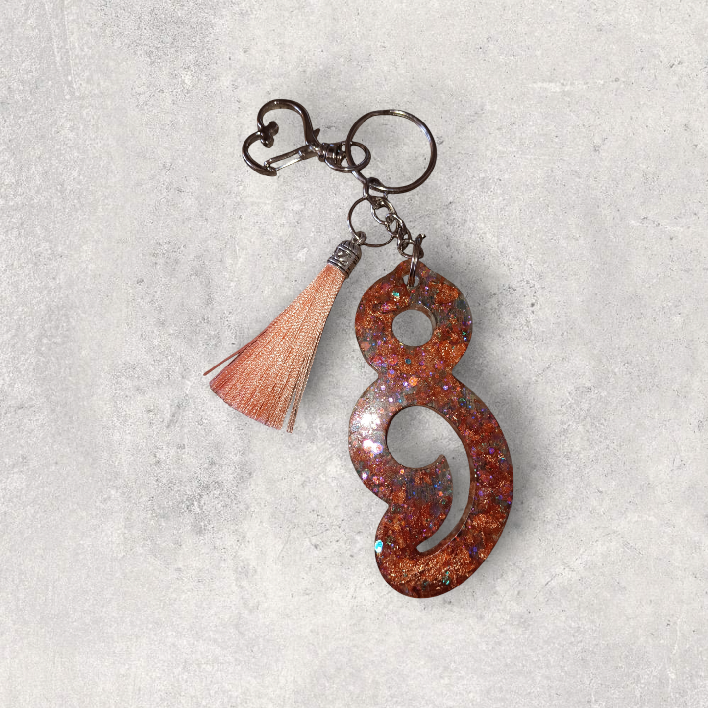 Rose Gold Semi-Colon Keychain