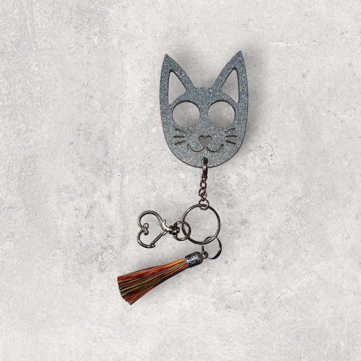 Silver Holographic Safety Keychain