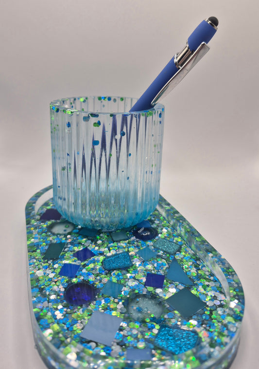 Blue Mosaic Vanity Set