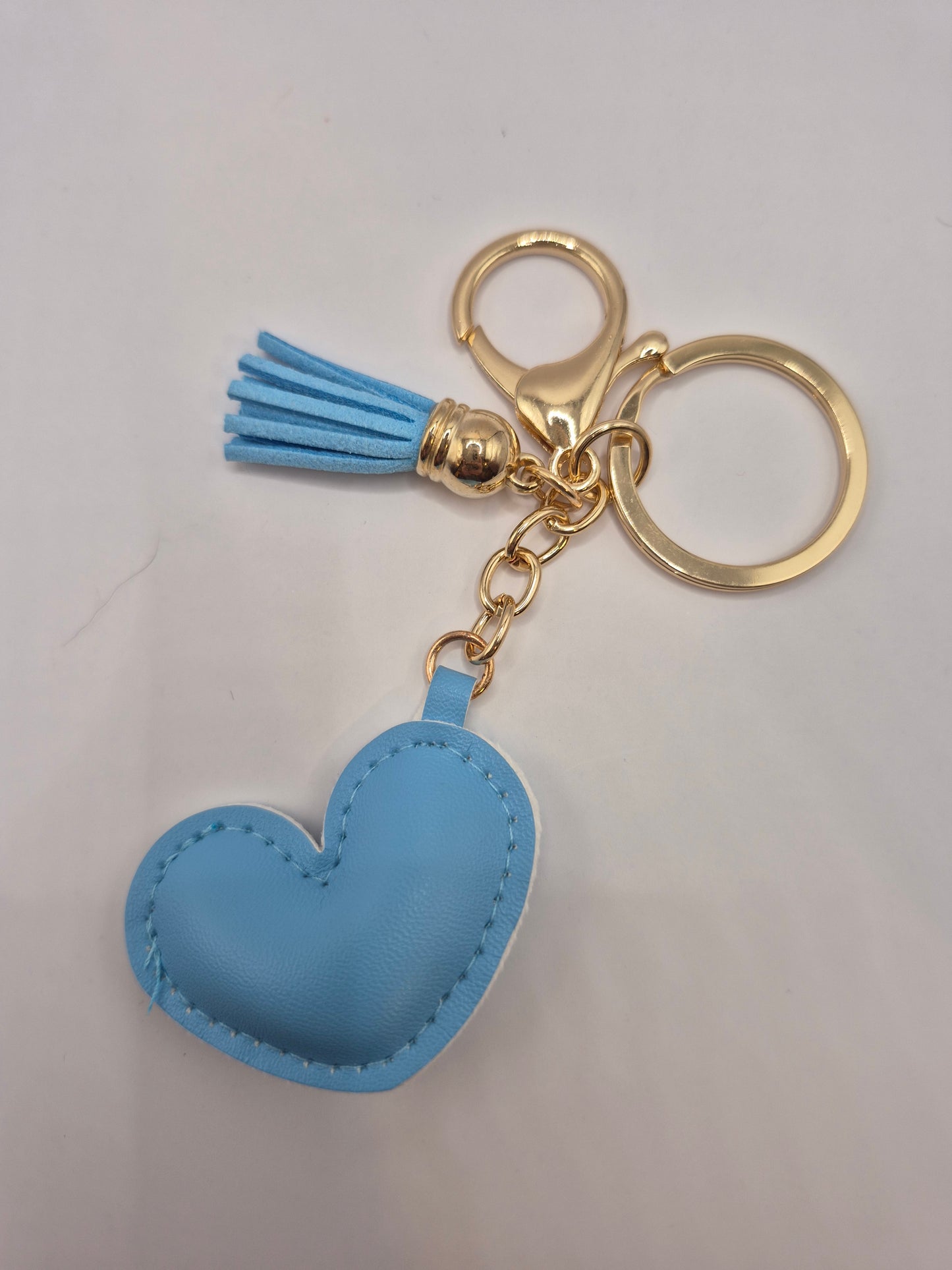 Blue Puffy Heart Keychain