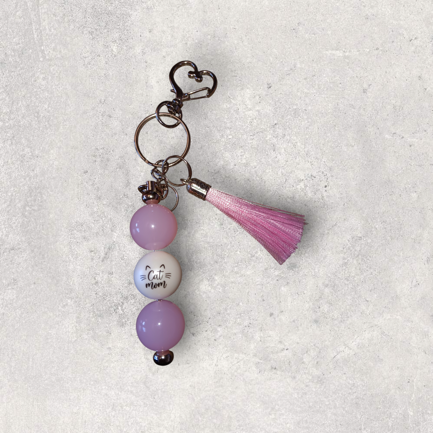 Cat Mom Beaded Keychain