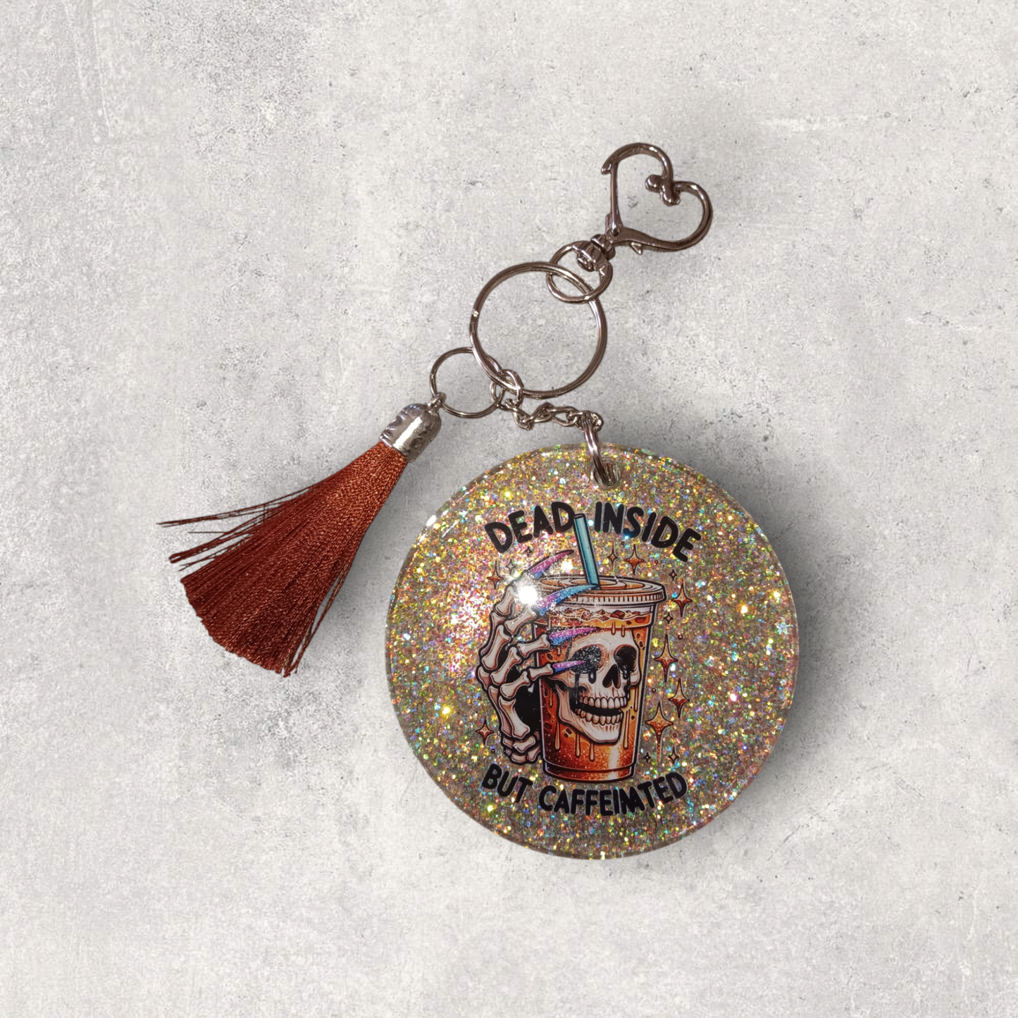 Dead Inside But Caffeinated Keychain