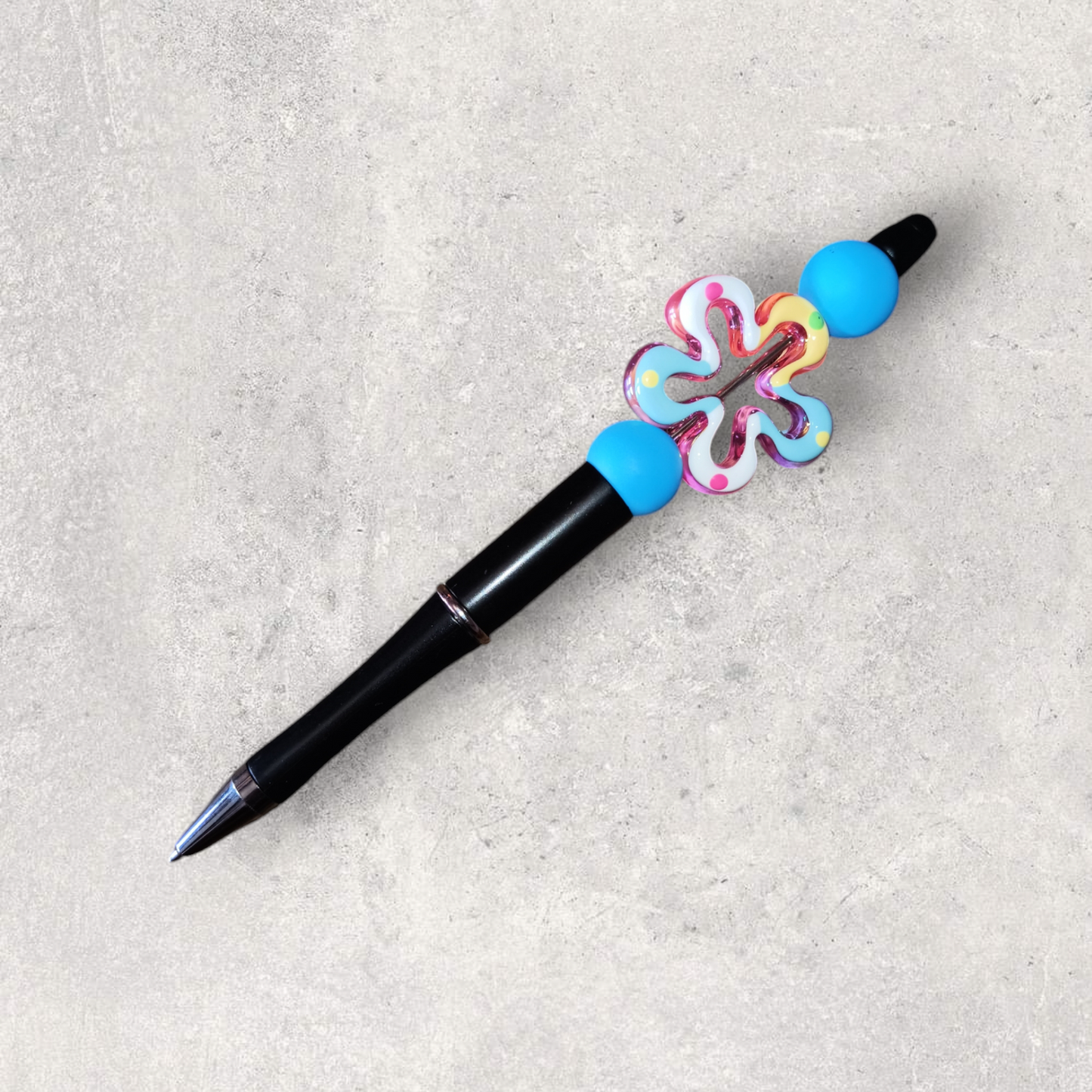 Blue Flower Beaded Pen