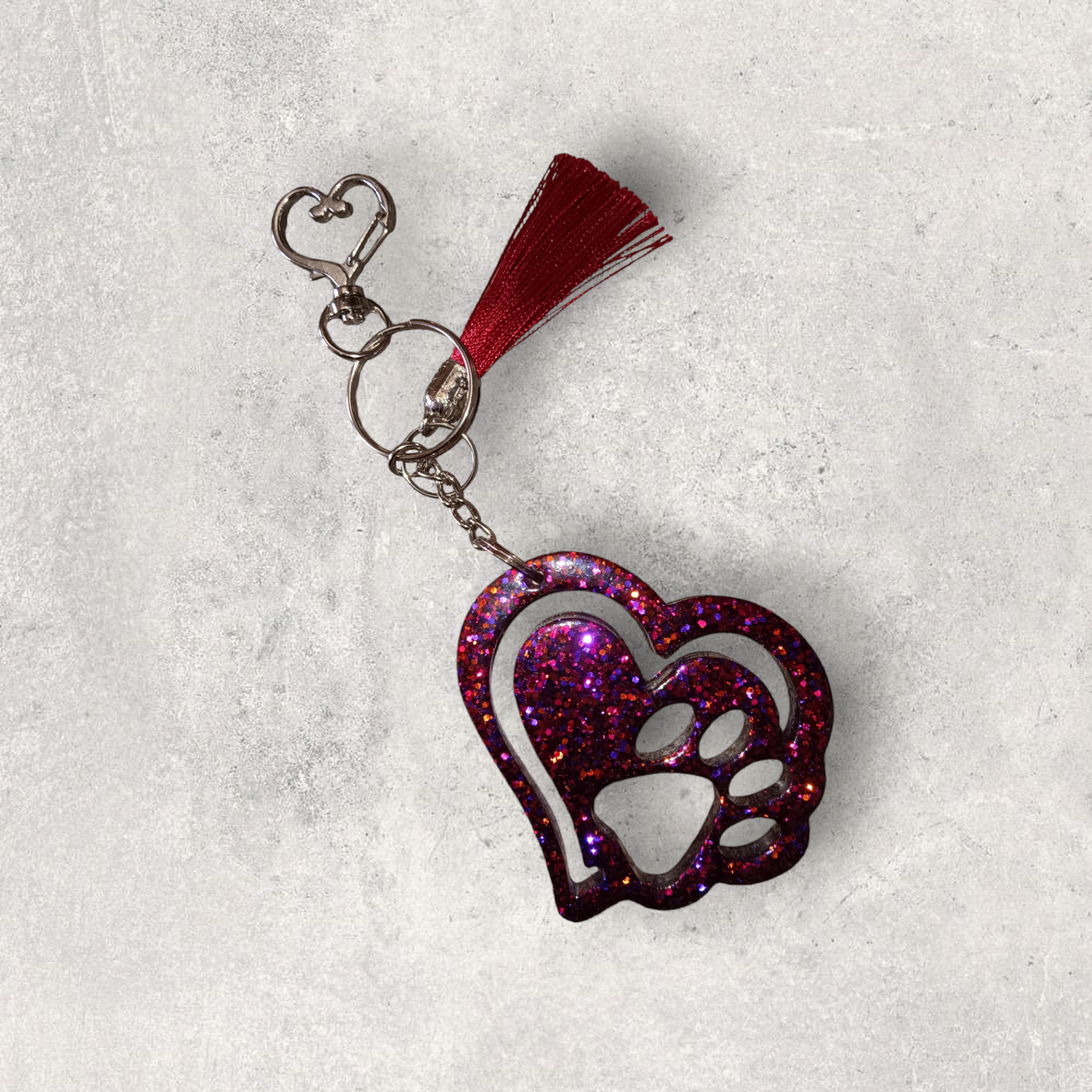 Purple/Red Paw Keychain