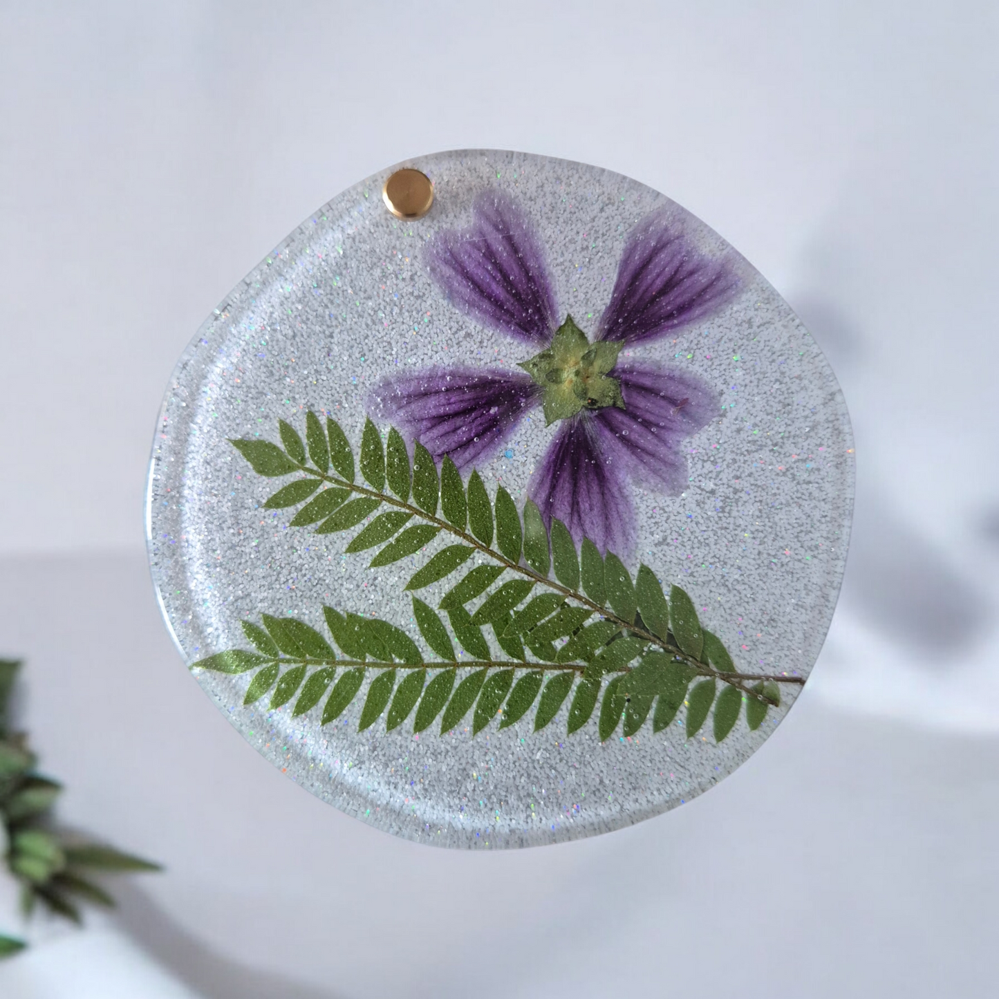 Purple Floral Comact Mirror