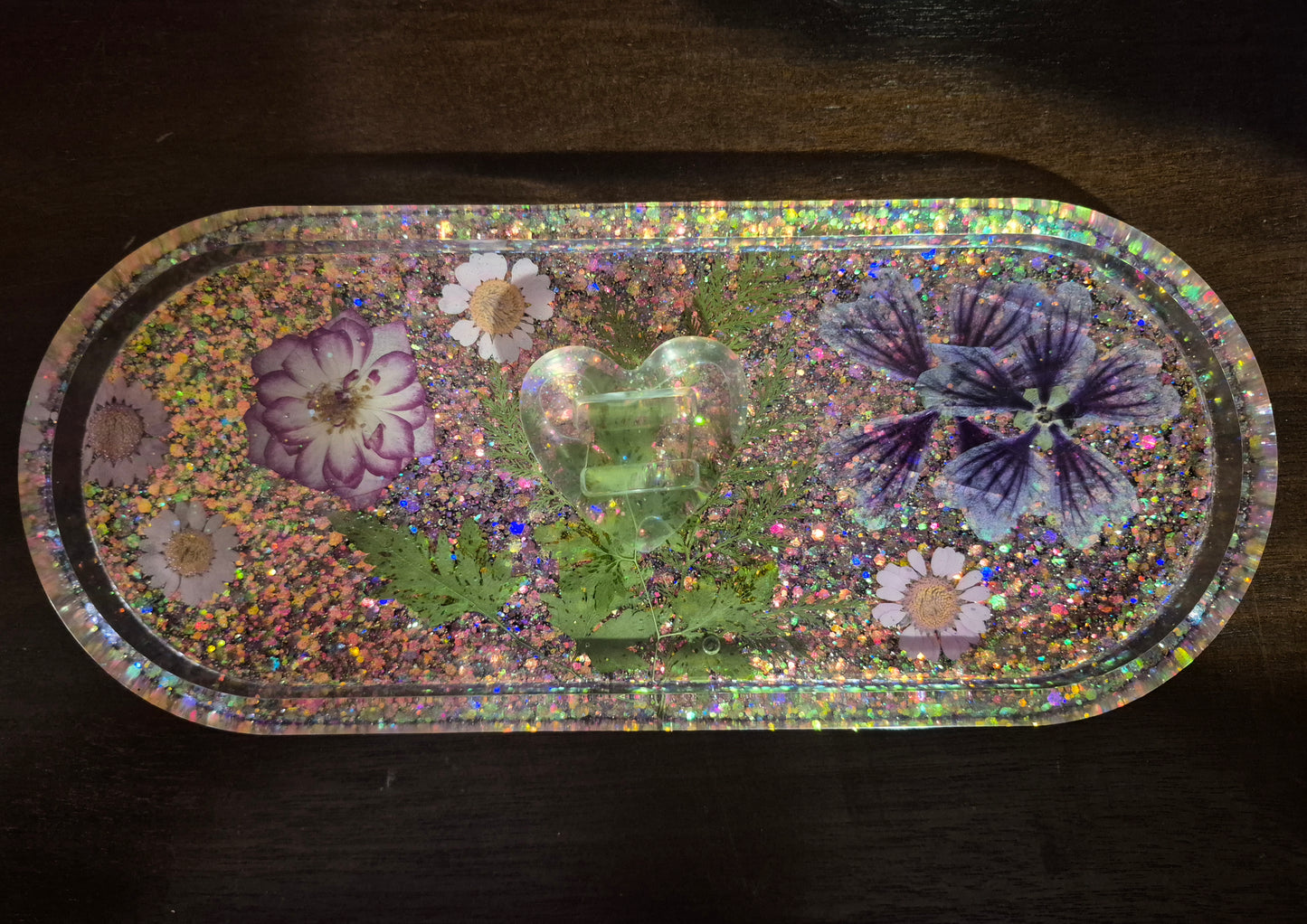 Purple Floral Jewelry Tray