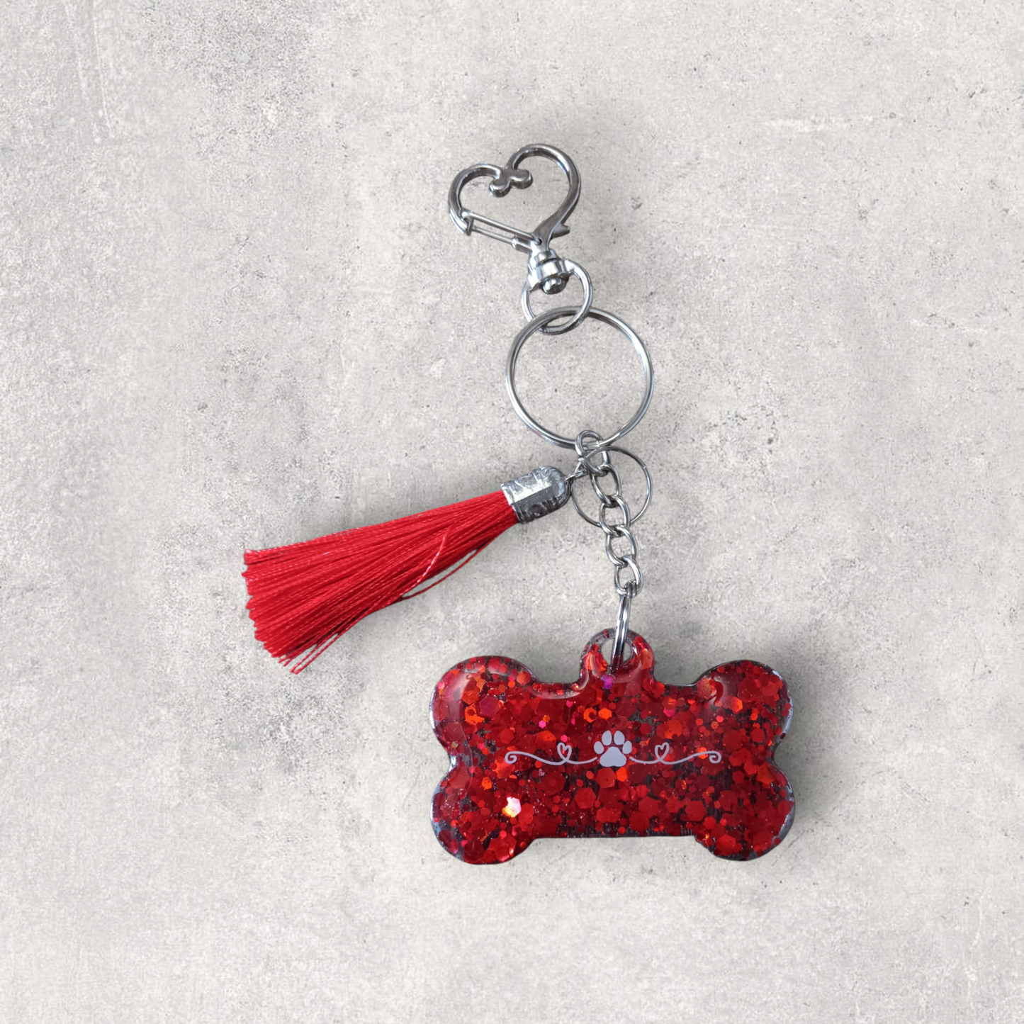 Red Dog Bone Keychain