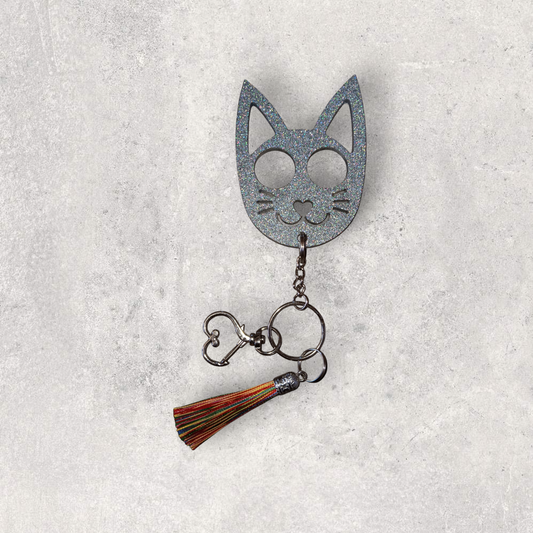 Silver Holographic Safety Keychain