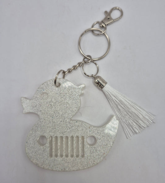 White Jeep Duck Keychain